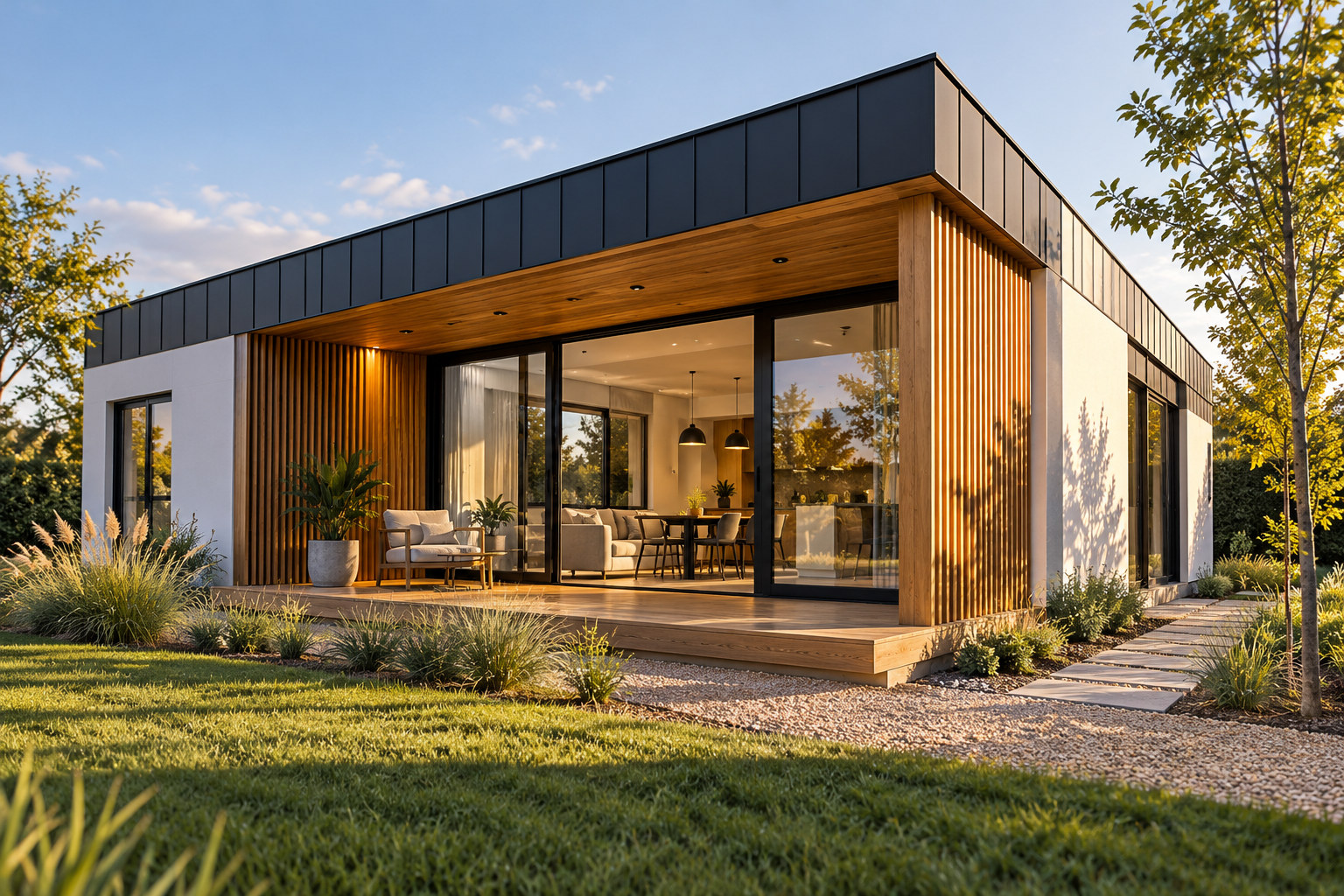 Diseño exterior de una casa módulo contemporánea
